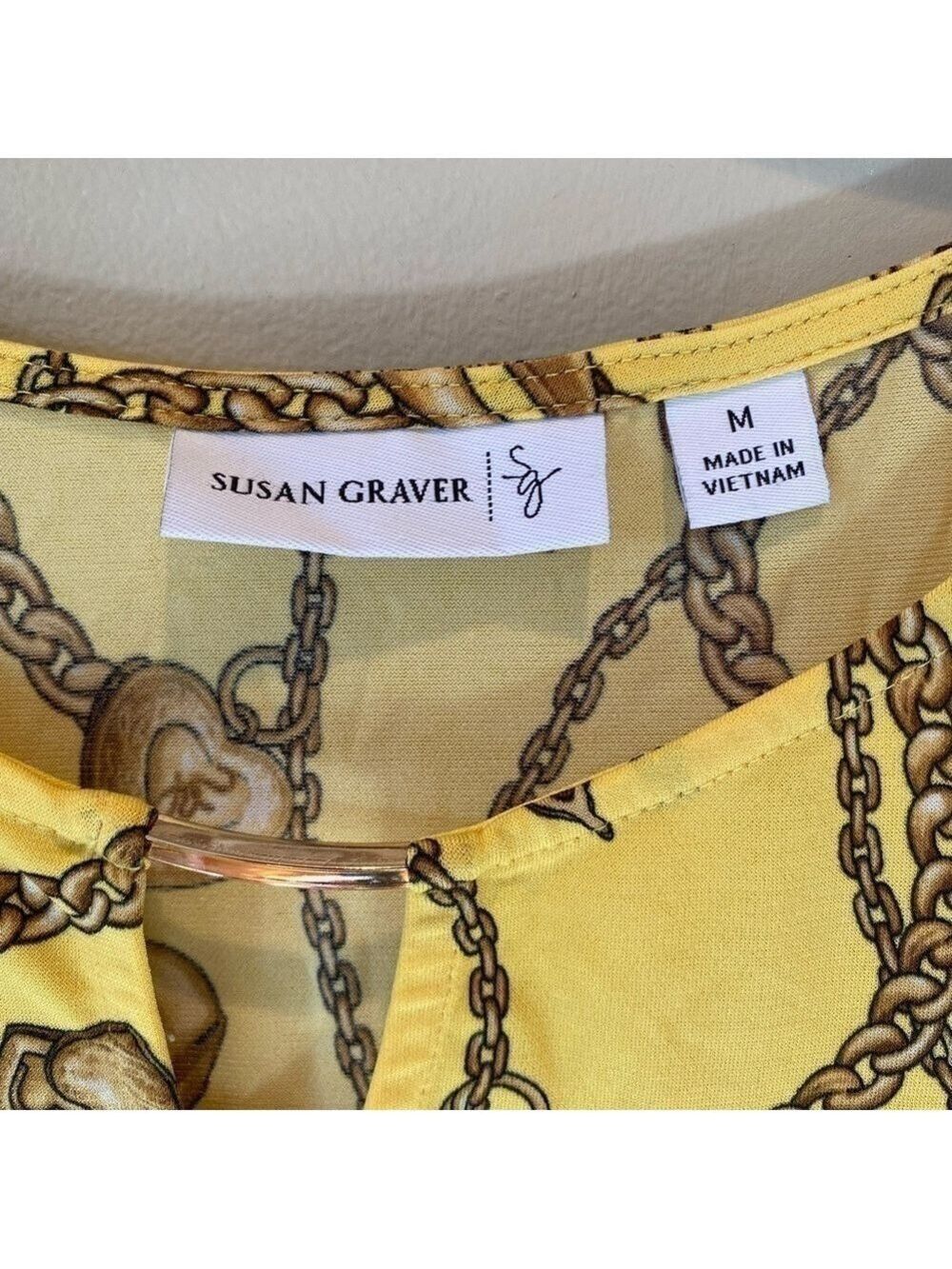 Susan Graver Yellow Nautical Design Top M - Picture 3 of 4